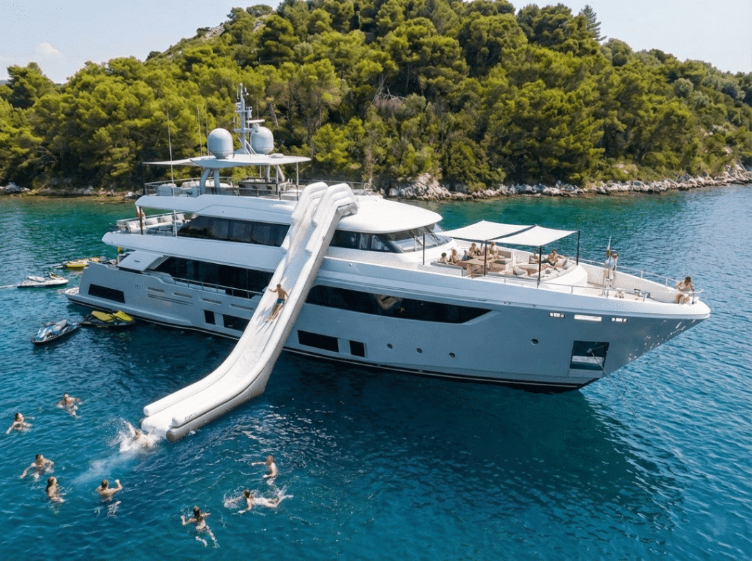 Toboggan amovible gonflable pour bateau et yacht