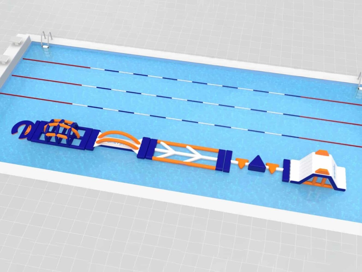 Parcours linéaire composé de modules gonflables BimB'Pulse