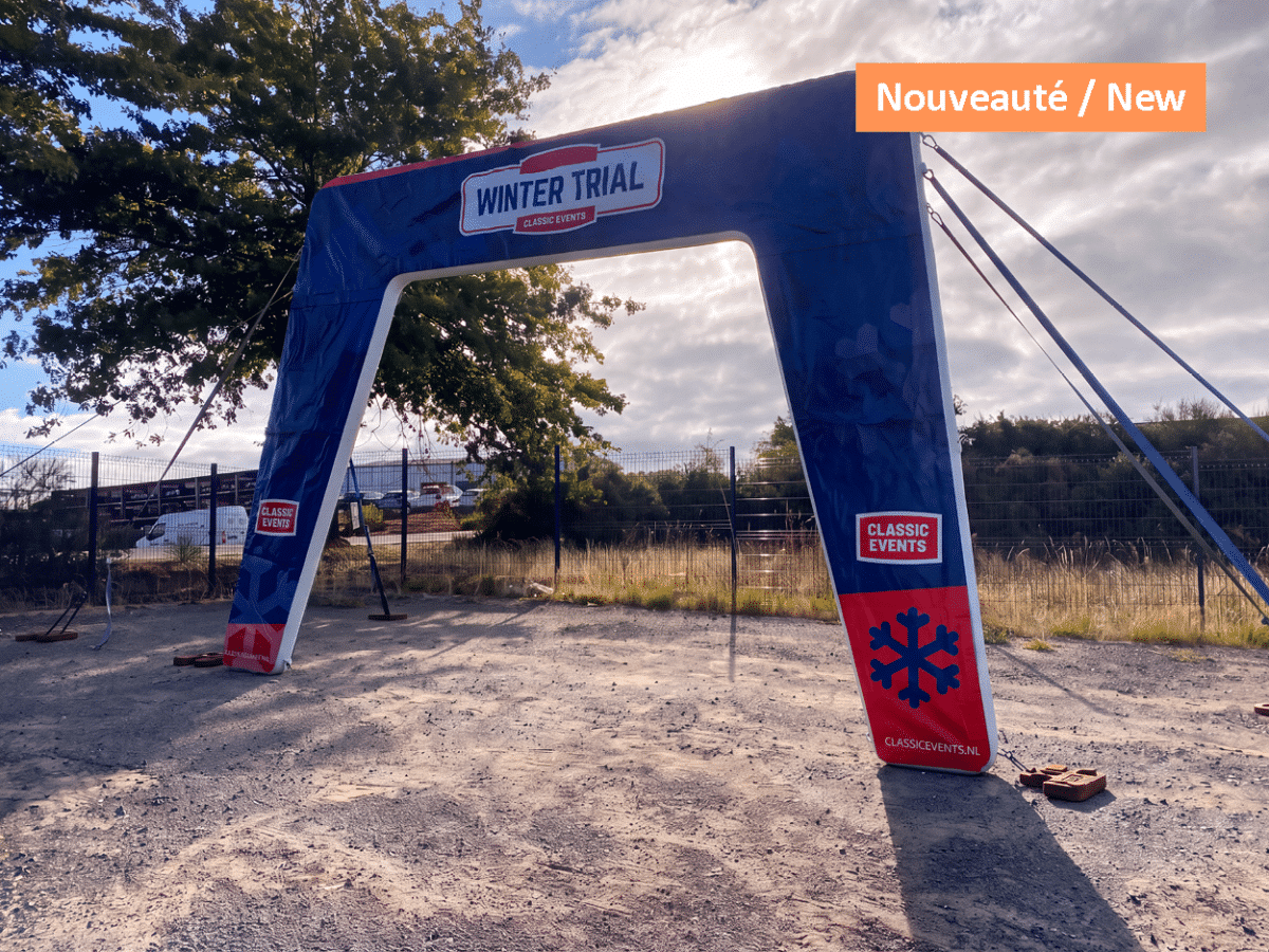 Flat-top inflatable start/finish arch.