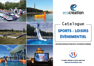 Couverture du catalogue de structures gonflables sports loisirs et événementiel Eco Création