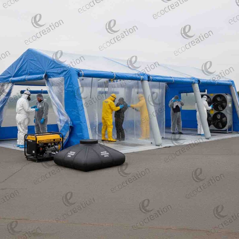 Tente de décontamination à armature gonflable