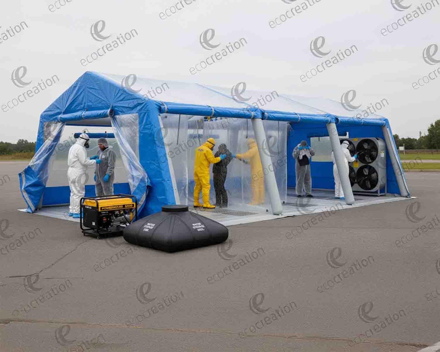 Tente de décontamination à armature gonflable